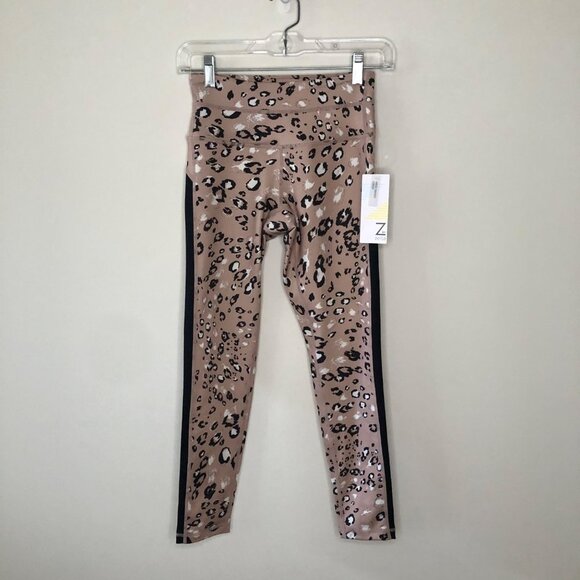 NWT Zella Carmine Animal Print Brown Workout Leggings XS - Picture 2 of 9